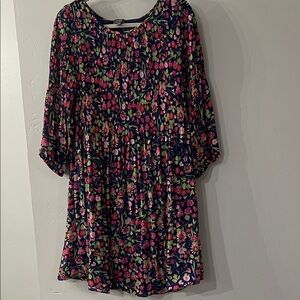 Ninety Floral Midi Dress - Pink and Green on Black